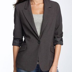 Kenneth Cole 6 Boyfriend Blazer One Button Charcoal Grey Jacket